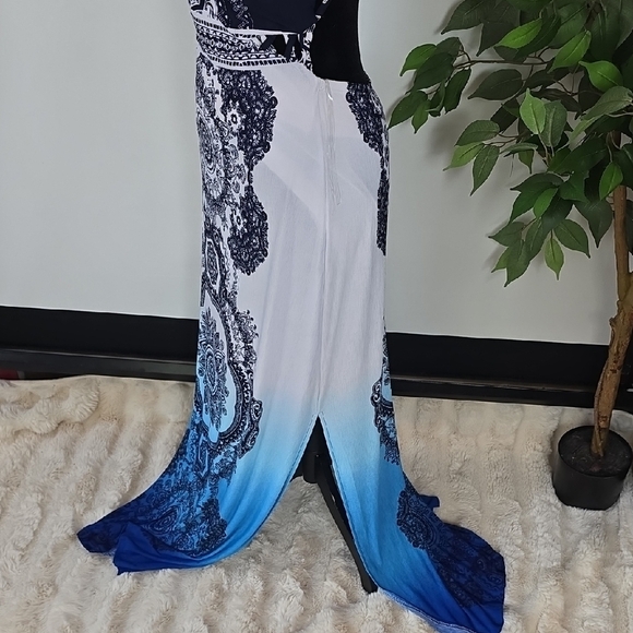 Fashion Nova Black and Blue Patterned Maxi Dress - Picture 2 of 6